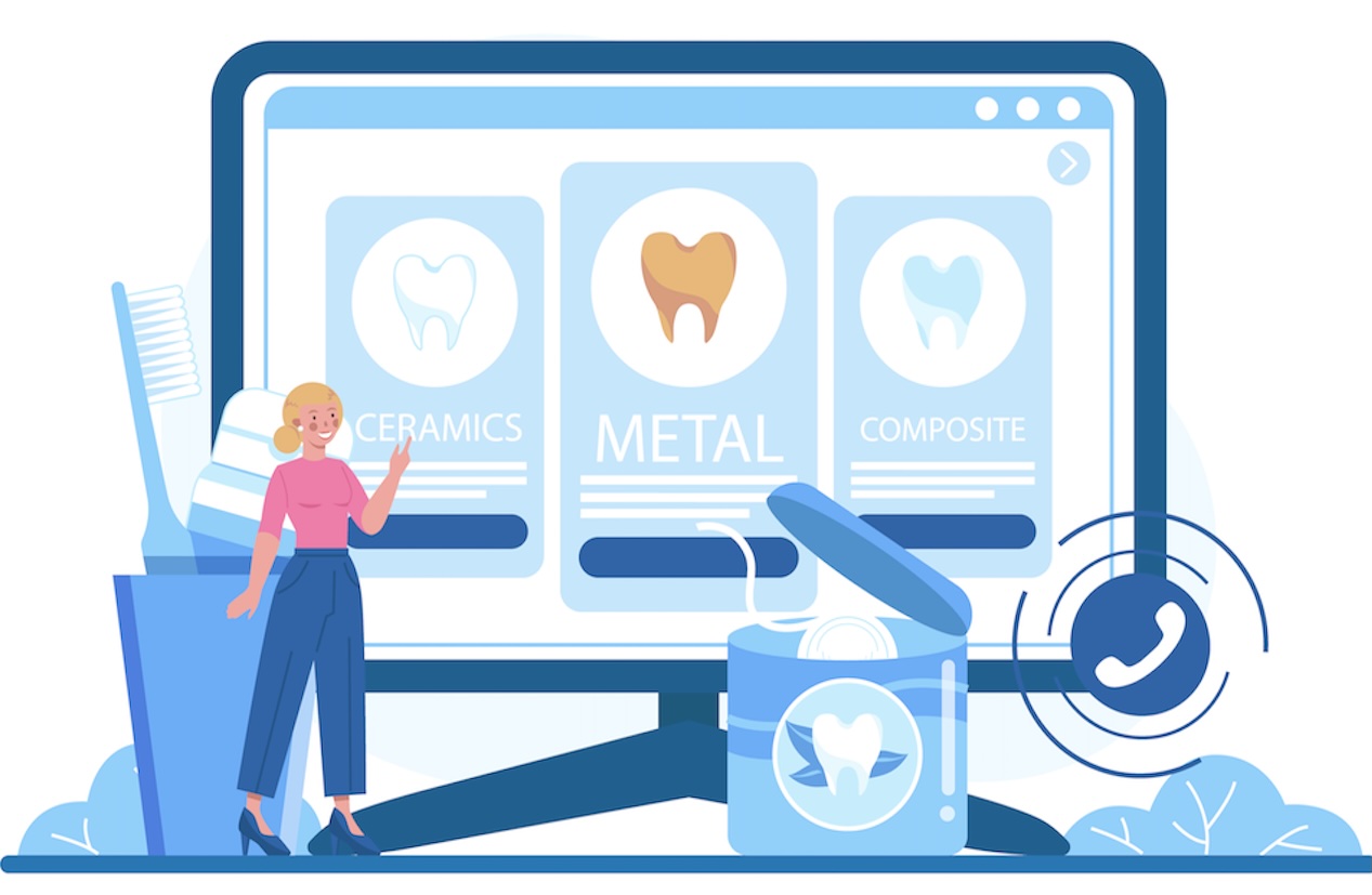 Dental material options: ceramics, metal, composite